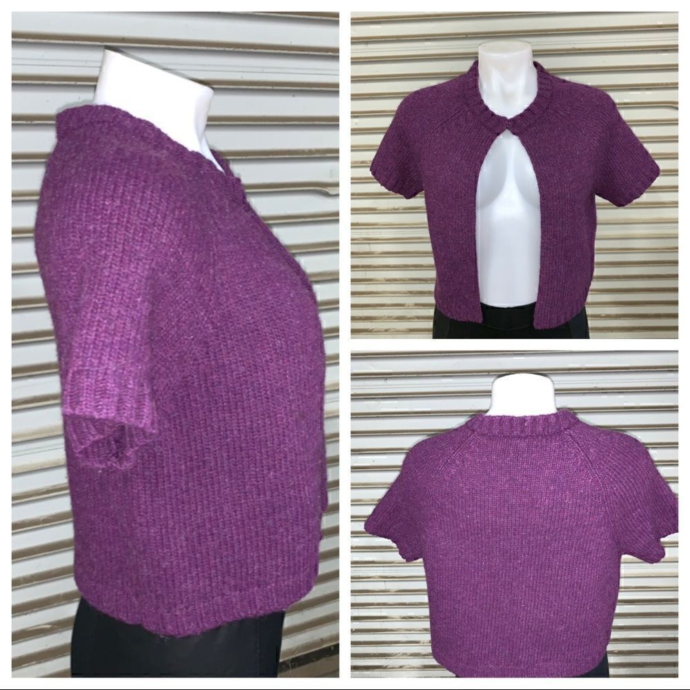 Alexandra Bartlett purple wool blend cardigan with eyelet closure